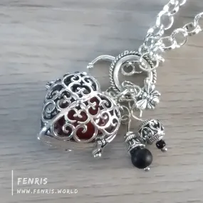 Red Carnelian Necklace Silver Heart Sphere
