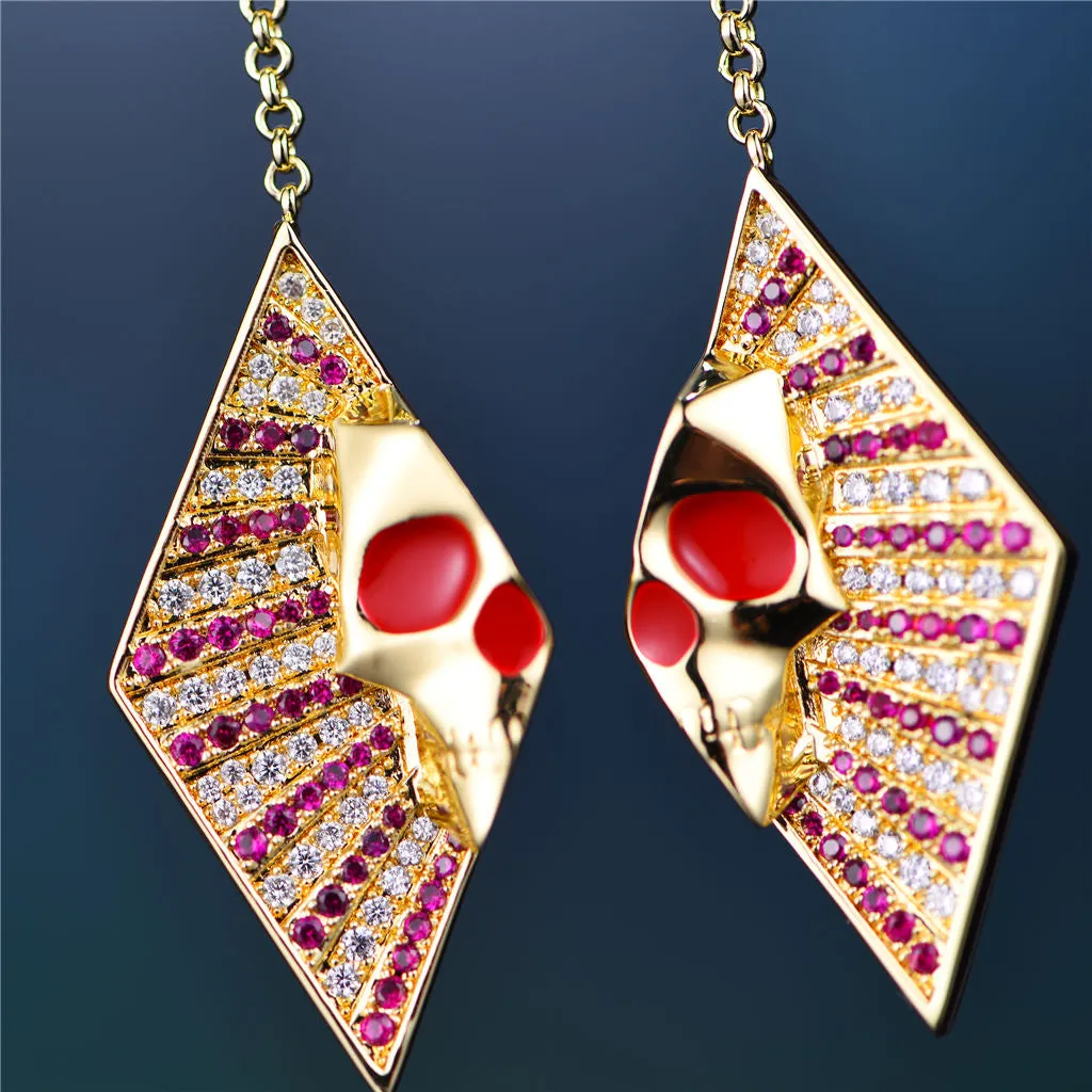 Red Iced Skull Earrings