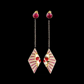 Red Iced Skull Earrings