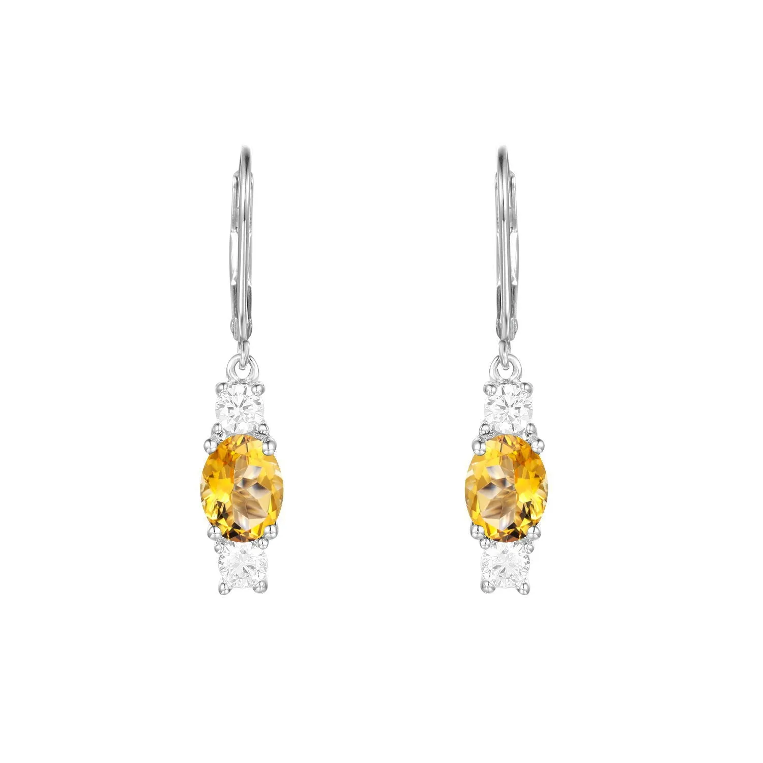 Retro Oval Natural Gemstone Silver Drop Earrings