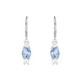 Retro Oval Natural Gemstone Silver Drop Earrings
