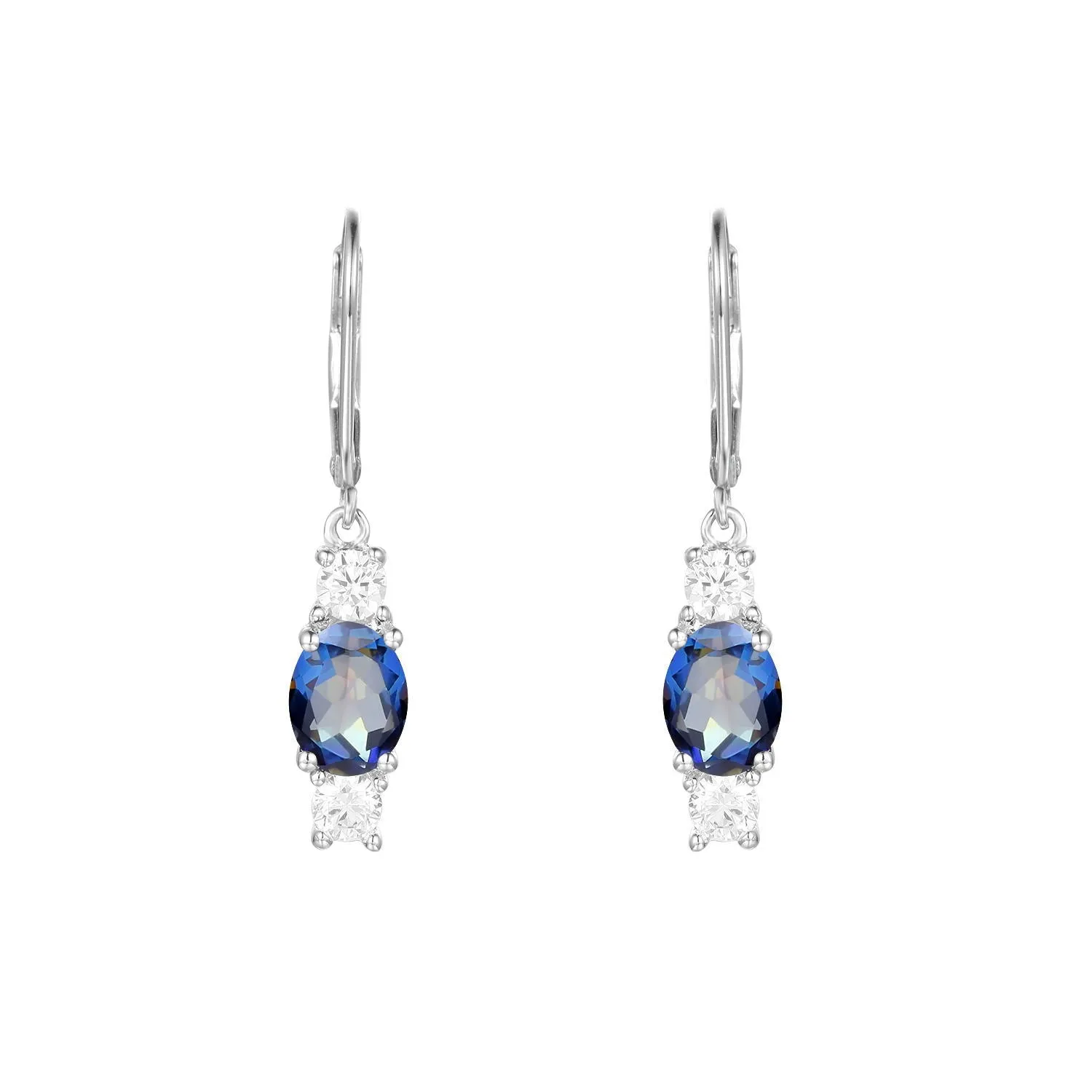 Retro Oval Natural Gemstone Silver Drop Earrings
