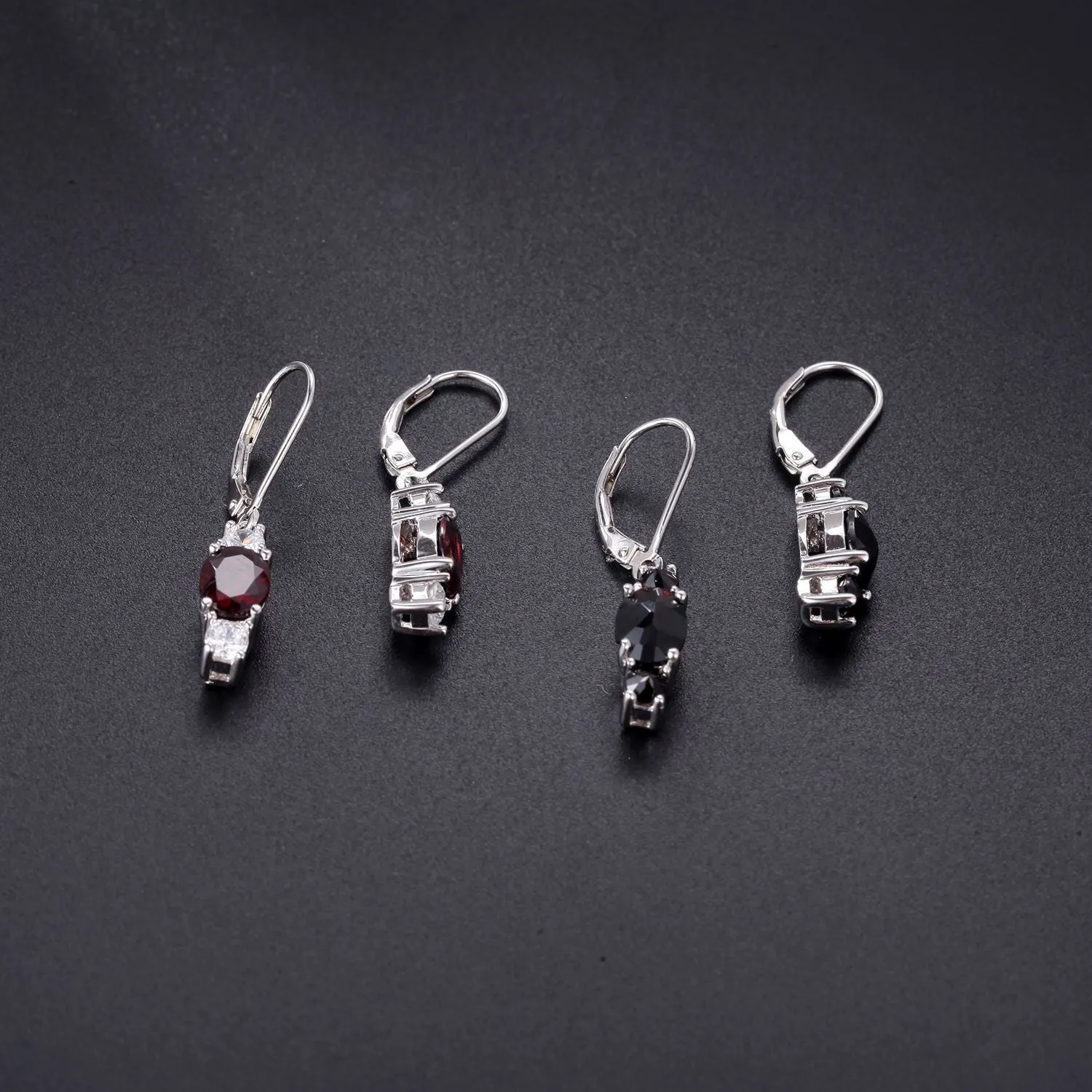 Retro Oval Natural Gemstone Silver Drop Earrings
