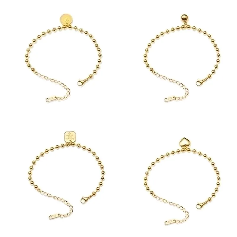 Retro Palace Style Geometric Steel Ball Bracelet Titanium Steel Plated 18k Real Gold Bracelet