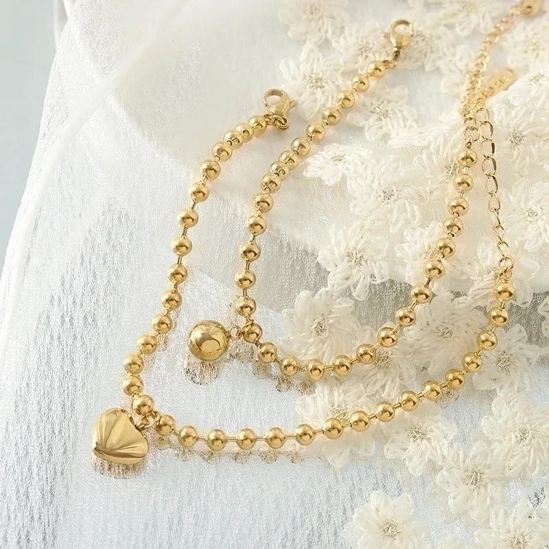 Retro Palace Style Geometric Steel Ball Bracelet Titanium Steel Plated 18k Real Gold Bracelet