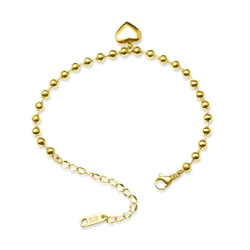 Retro Palace Style Geometric Steel Ball Bracelet Titanium Steel Plated 18k Real Gold Bracelet