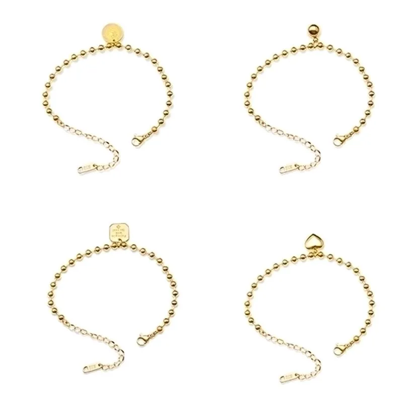 Retro Simple Geometric Steel Ball Hand Jewelry Titanium Steel 18k Gold Bracelet