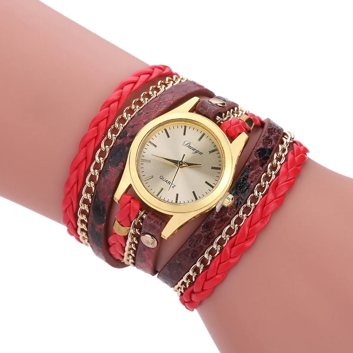Retro Style Women's Winding Bracelet Watch Woven Serpentine British Watch Women's