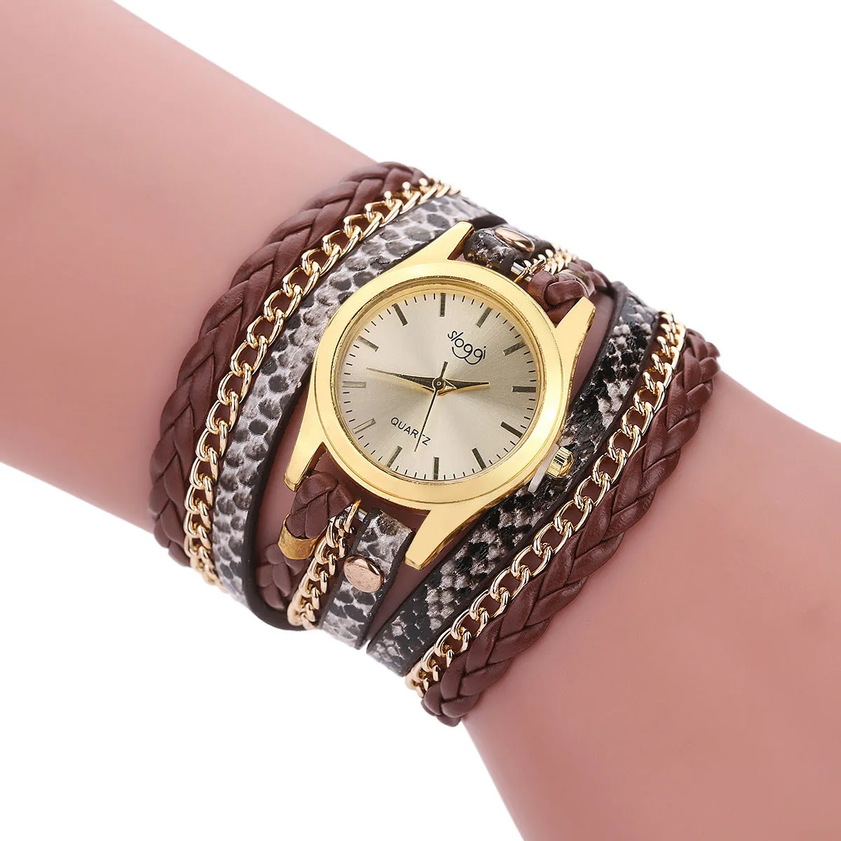 Retro Style Women's Winding Bracelet Watch Woven Serpentine British Watch Women's