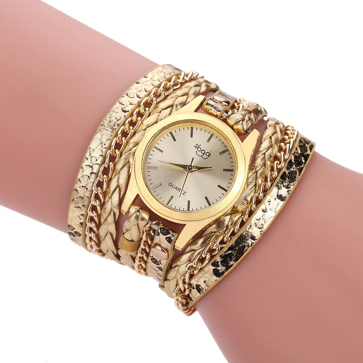 Retro Style Women's Winding Bracelet Watch Woven Serpentine British Watch Women's