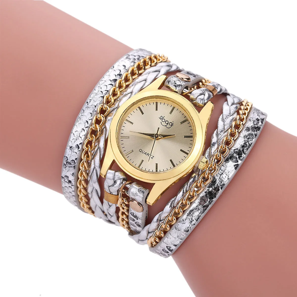 Retro Style Women's Winding Bracelet Watch Woven Serpentine British Watch Women's