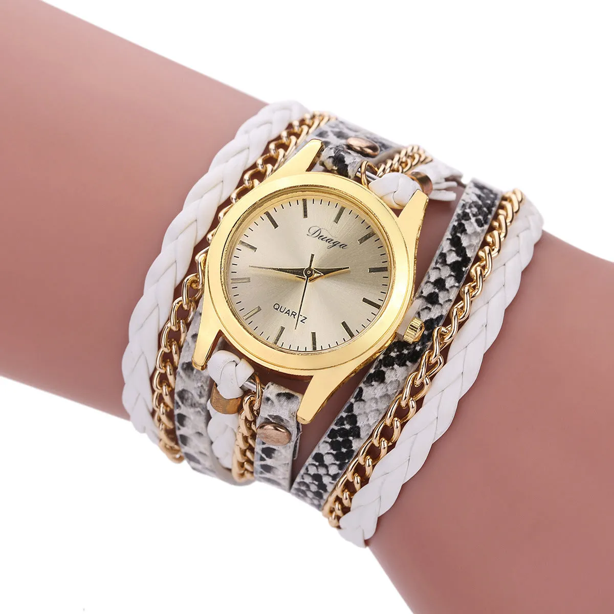 Retro Style Women's Winding Bracelet Watch Woven Serpentine British Watch Women's
