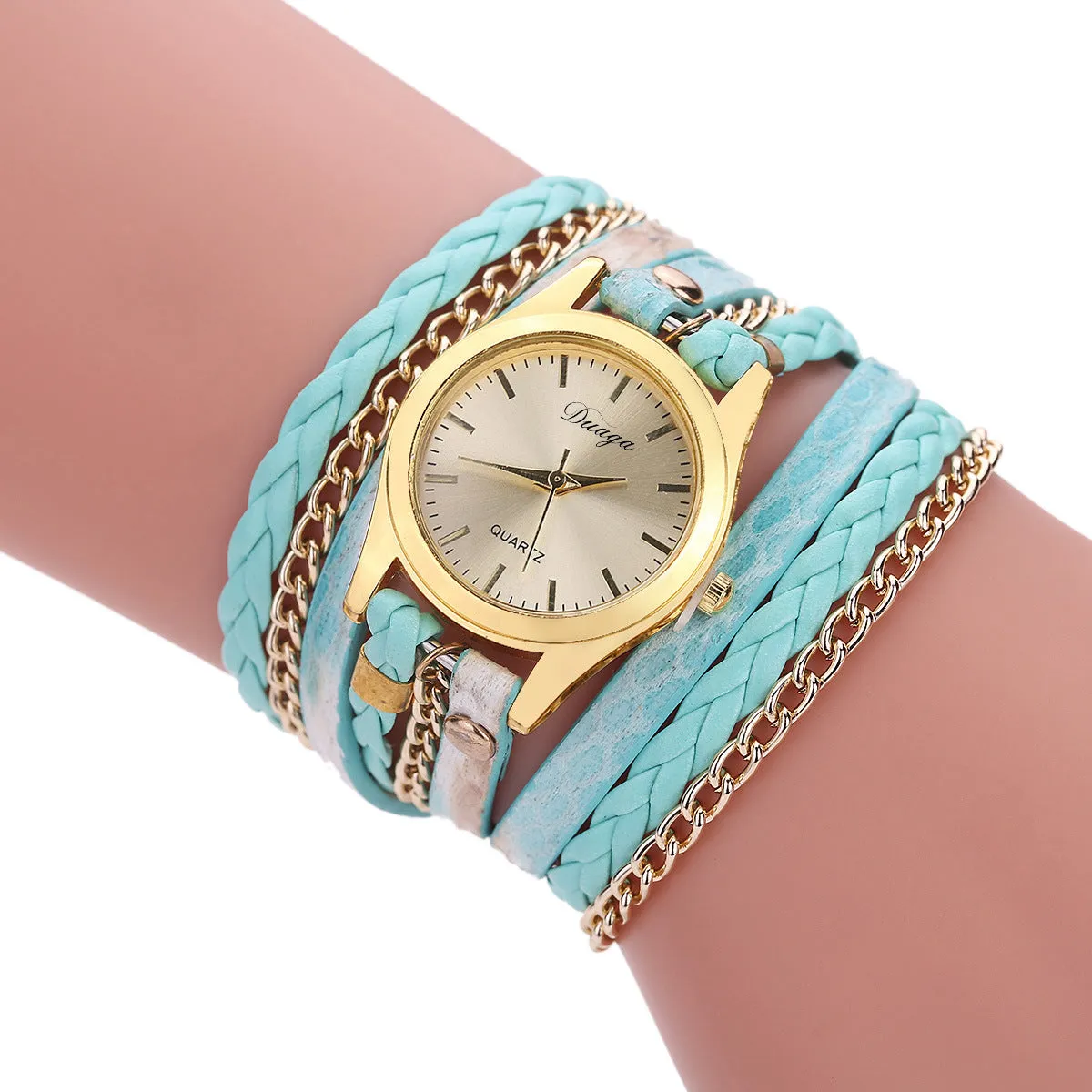 Retro Style Women's Winding Bracelet Watch Woven Serpentine British Watch Women's