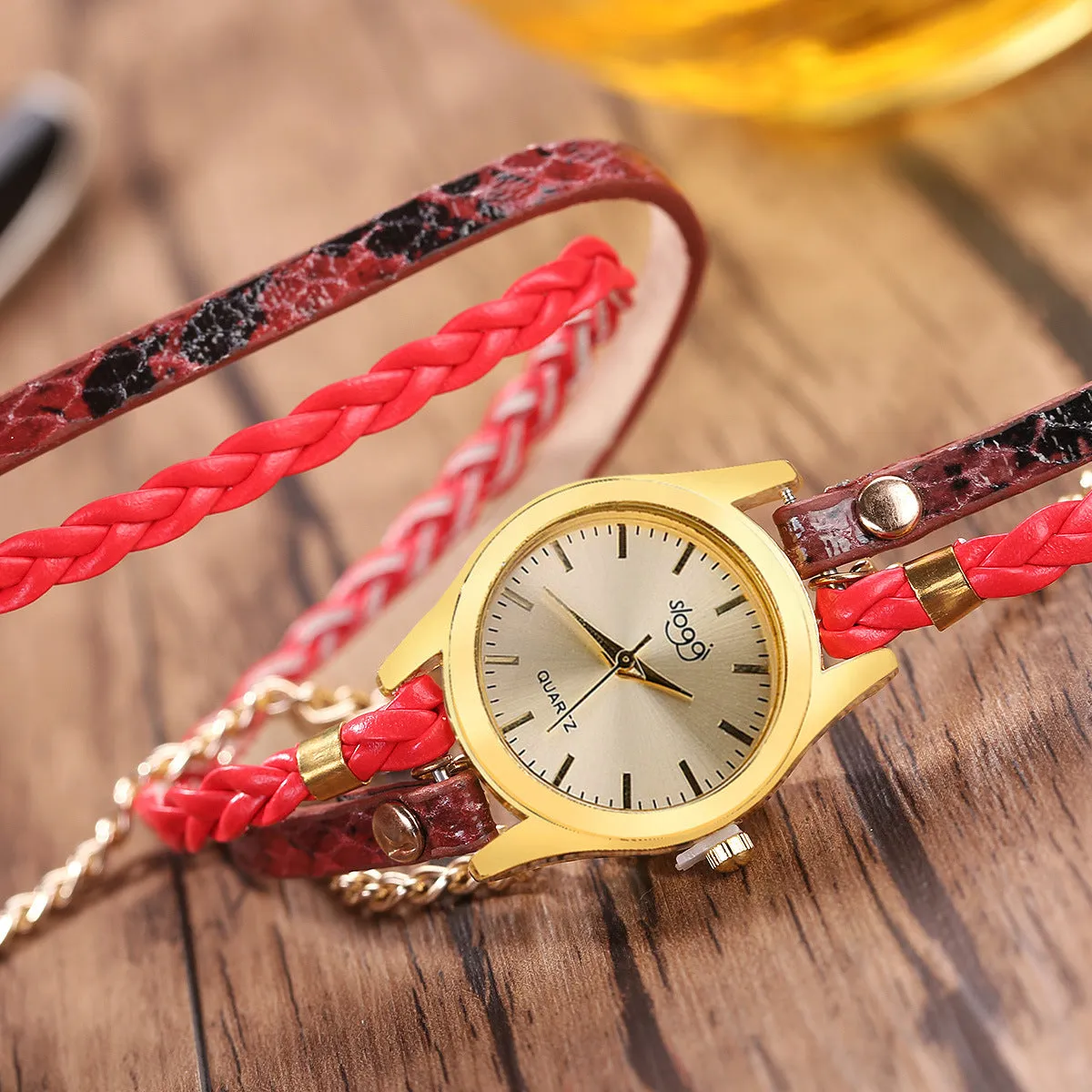 Retro Style Women's Winding Bracelet Watch Woven Serpentine British Watch Women's