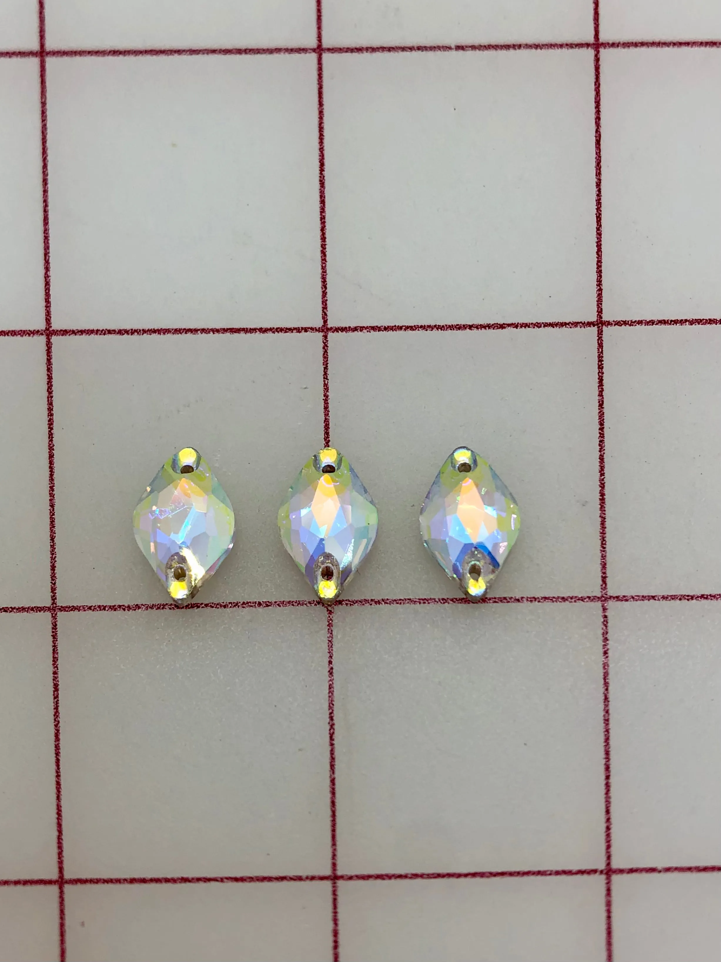 Rhinestones - 14X9mm Premium Machine-Cut Crystal AB Lemon-Shape Sew-On