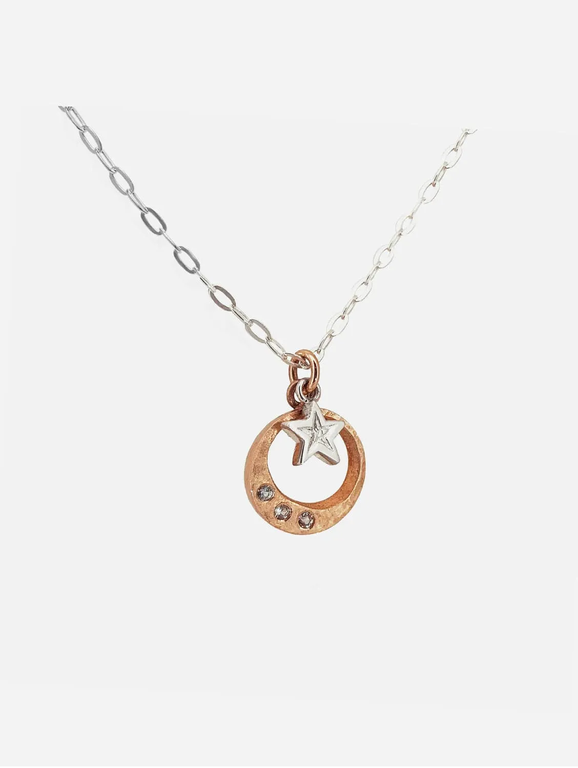 Rising Gold Sapphire Moon & Star Pendant | 9ct