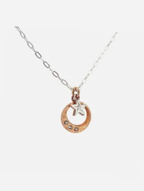 Rising Gold Sapphire Moon & Star Pendant | 9ct