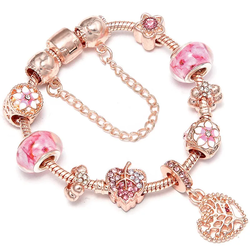 Rose Series Princess Crown Pendant Lady Bracelet