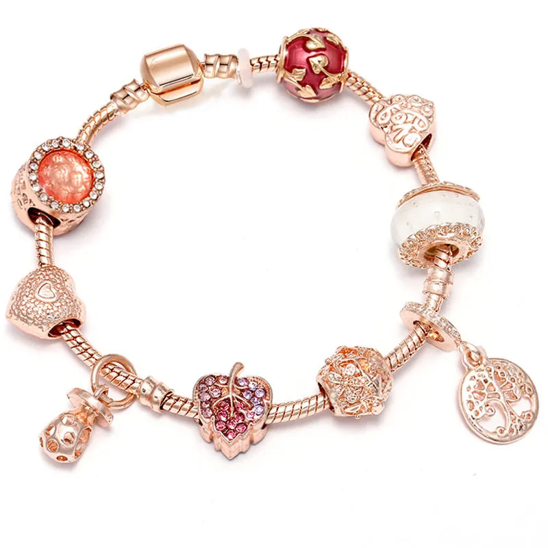 Rose Series Princess Crown Pendant Lady Bracelet