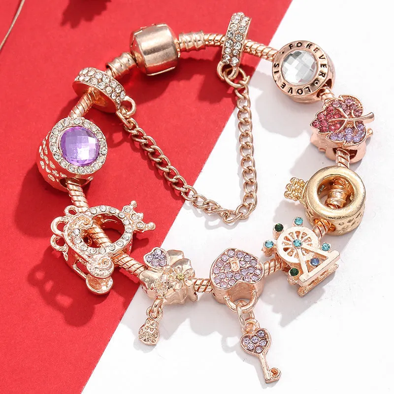 Rose Series Princess Crown Pendant Lady Bracelet