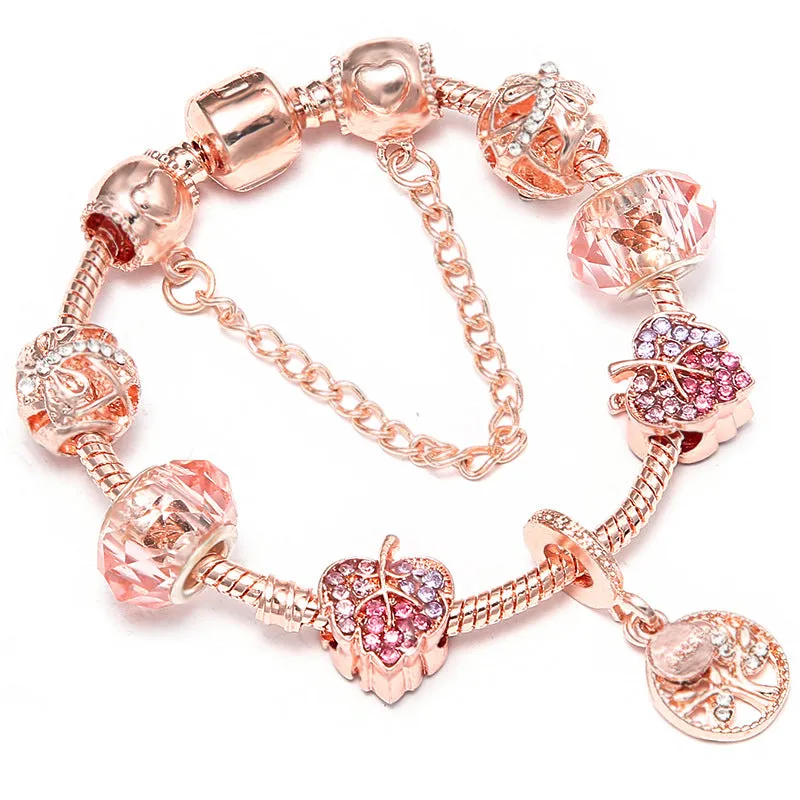 Rose Series Princess Crown Pendant Lady Bracelet