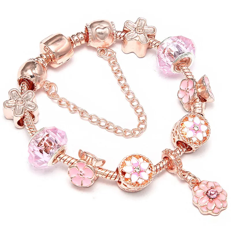 Rose Series Princess Crown Pendant Lady Bracelet