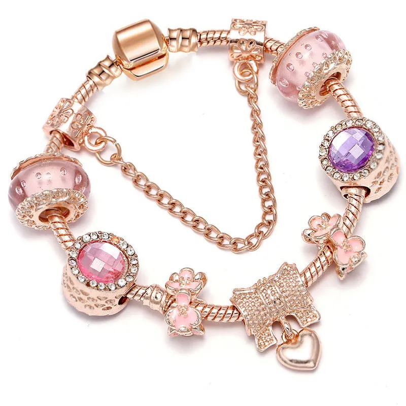 Rose Series Princess Crown Pendant Lady Bracelet