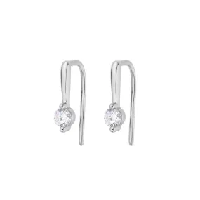 Round Zircon Silver Hook Earrings