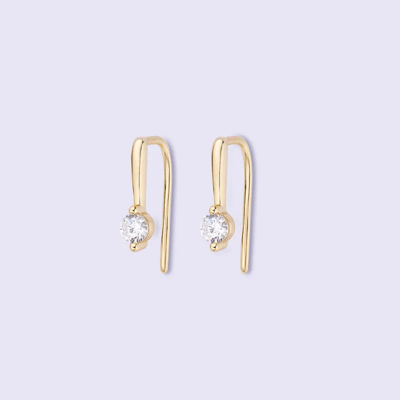 Round Zircon Silver Hook Earrings
