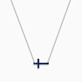 Royal Bleu 14K White Gold Sapphire Cross Necklace