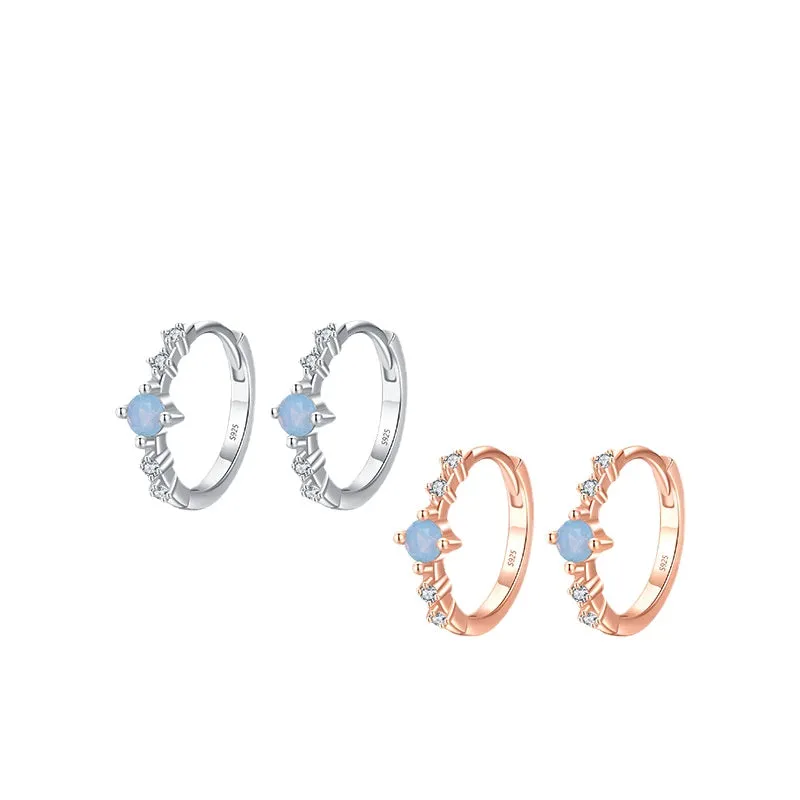 S925 Pure Silver Crystal Zircon Earrings with Unique Japanese Small Fresh Design by Planderful Collection