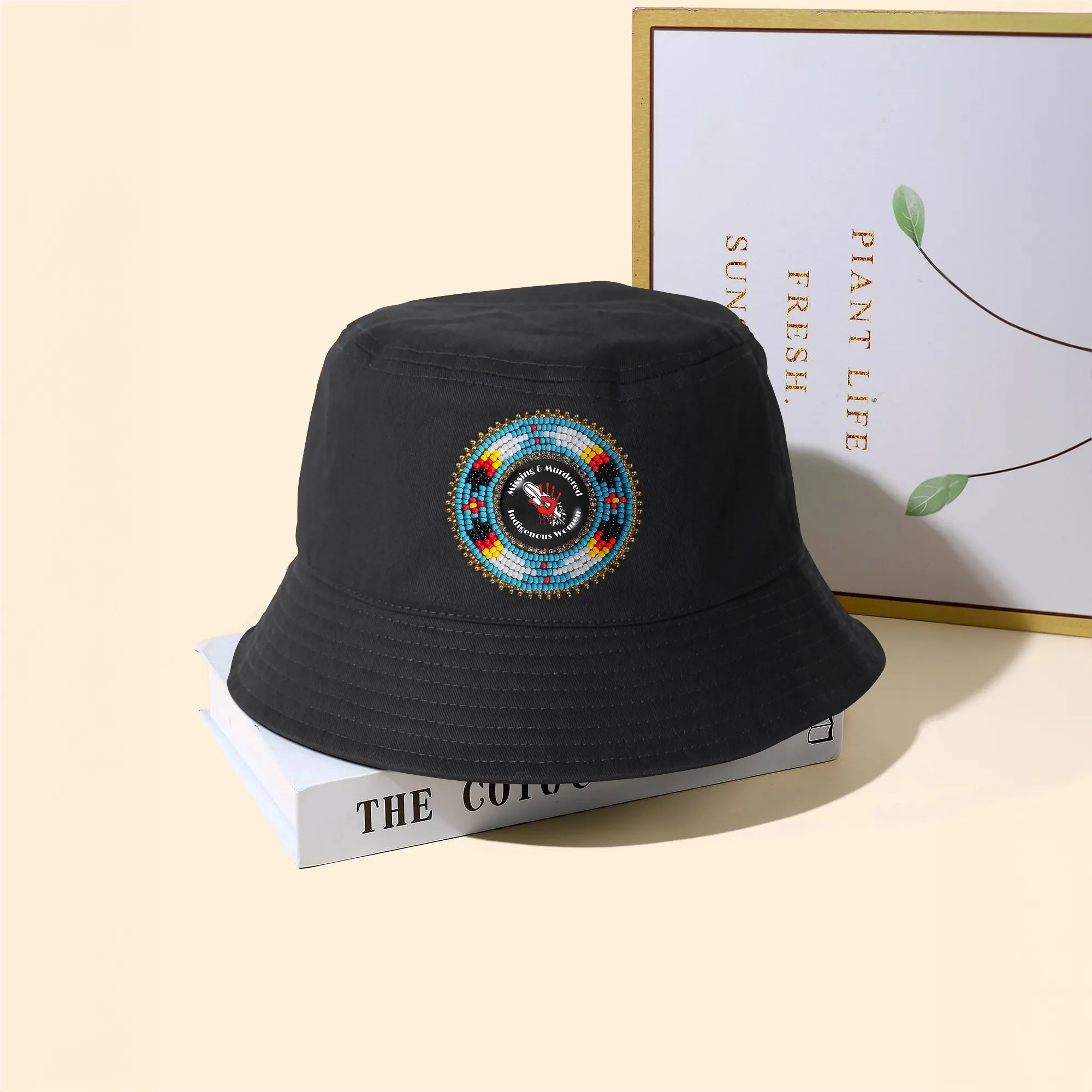 SALE 50% OFF - Missing and Murdered Beaded Unisex Cotton Bucket Hat with Native American