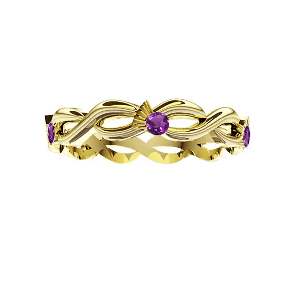Scottish Thistle Edinburgh Celtic Twist 5 Amethyst Ring