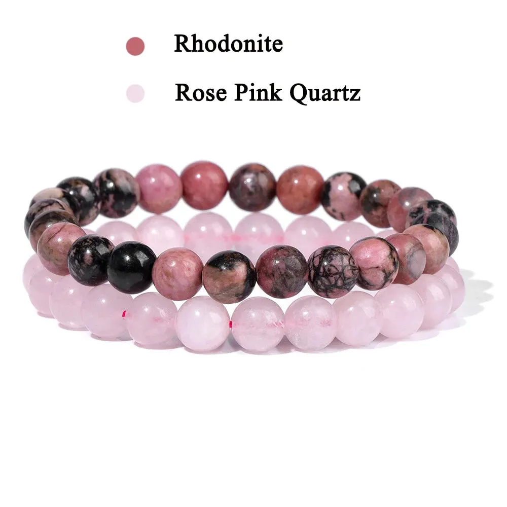 Set Bracelet Couples Distance Black White Natural Lava Stone Tiger Eye Beaded Yoga Bracelets for Men Women Elastic Rope Jewelry