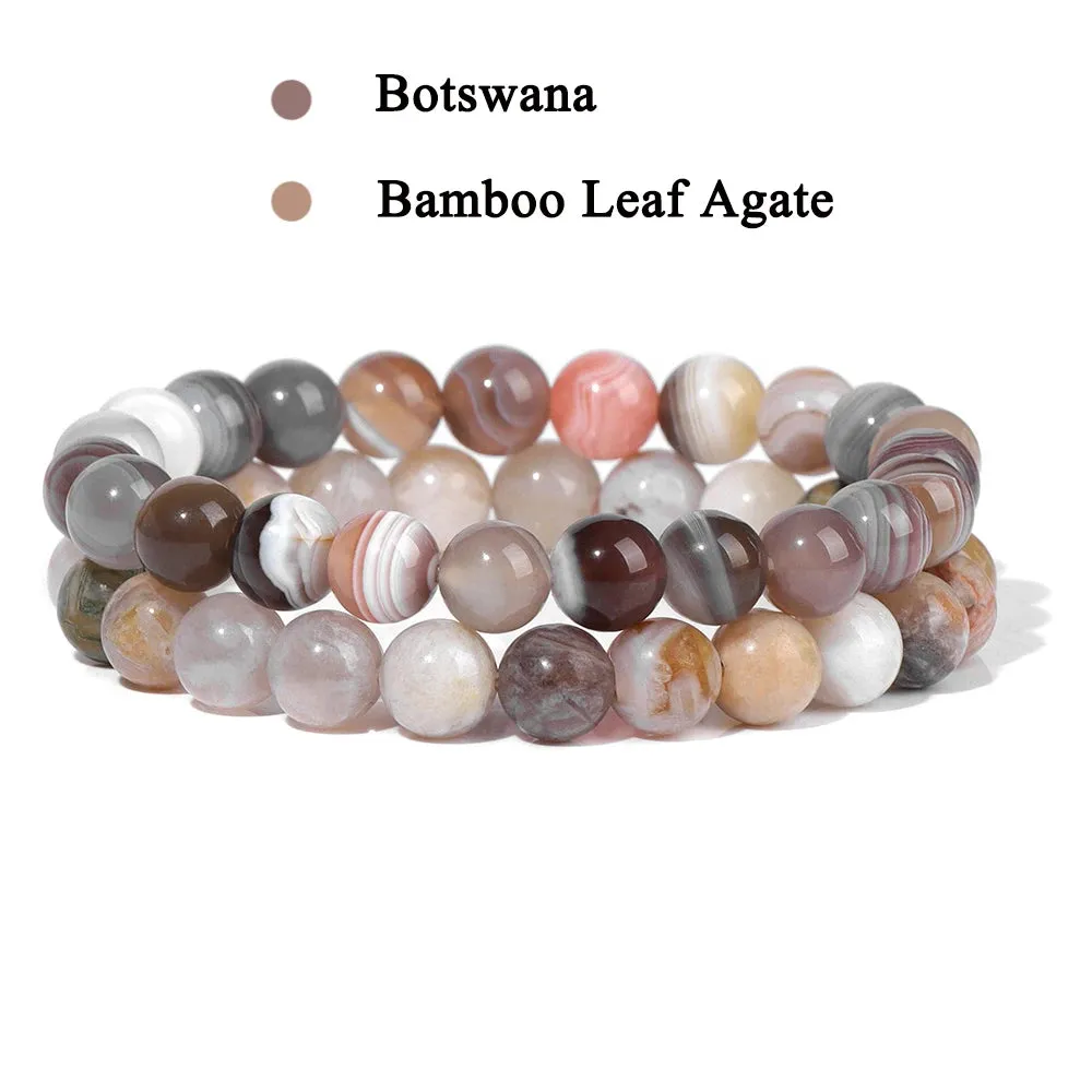 Set Bracelet Couples Distance Black White Natural Lava Stone Tiger Eye Beaded Yoga Bracelets for Men Women Elastic Rope Jewelry