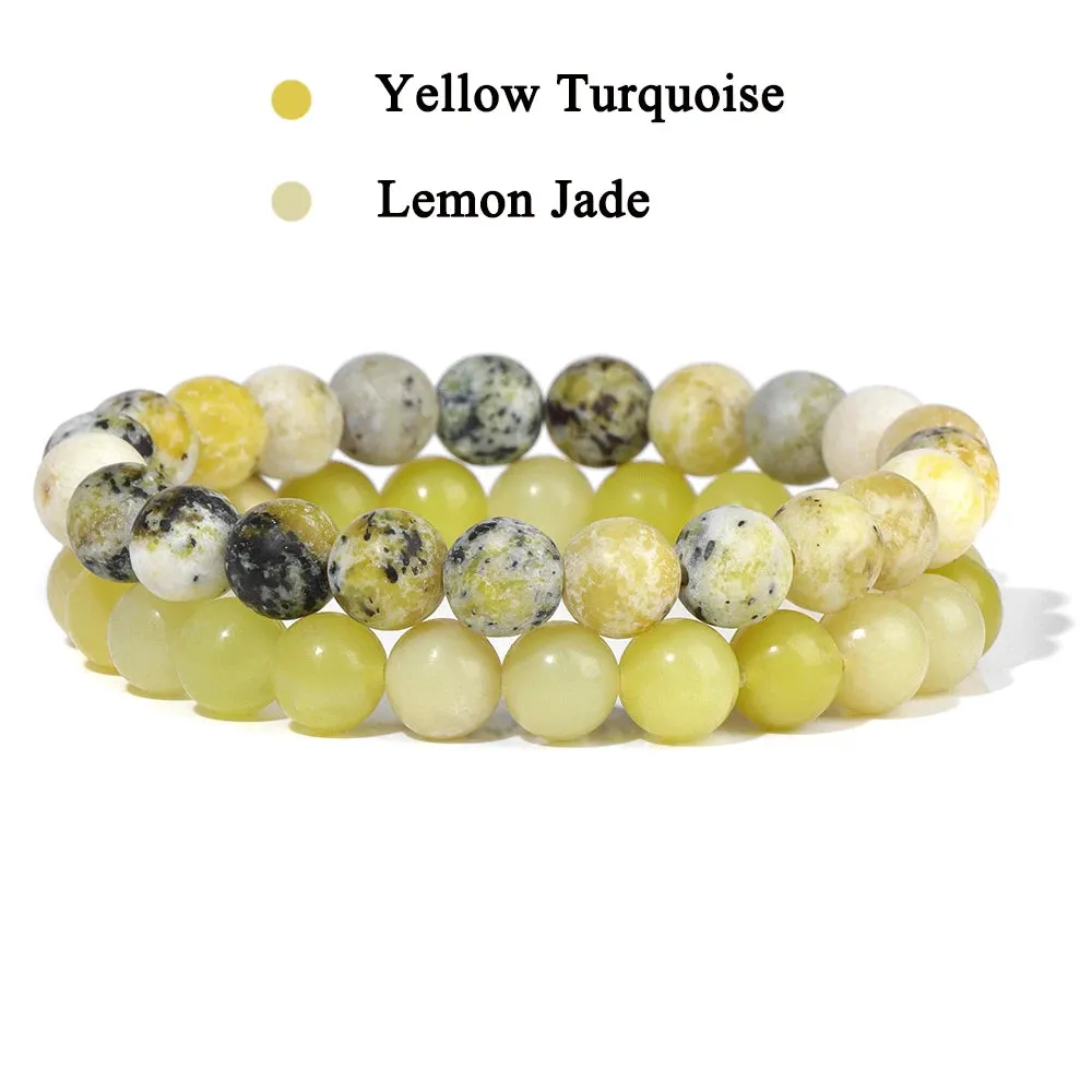 Set Bracelet Couples Distance Black White Natural Lava Stone Tiger Eye Beaded Yoga Bracelets for Men Women Elastic Rope Jewelry