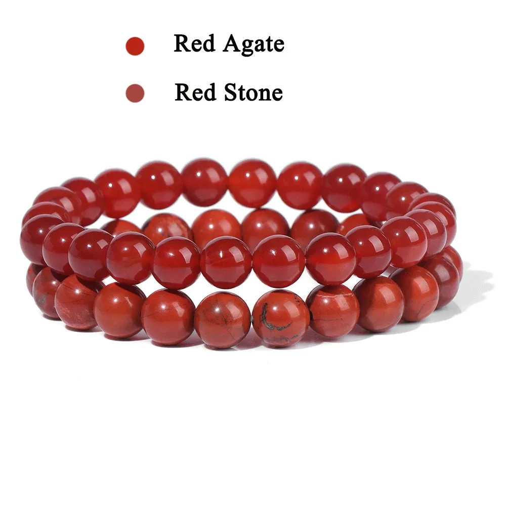 Set Bracelet Couples Distance Black White Natural Lava Stone Tiger Eye Beaded Yoga Bracelets for Men Women Elastic Rope Jewelry