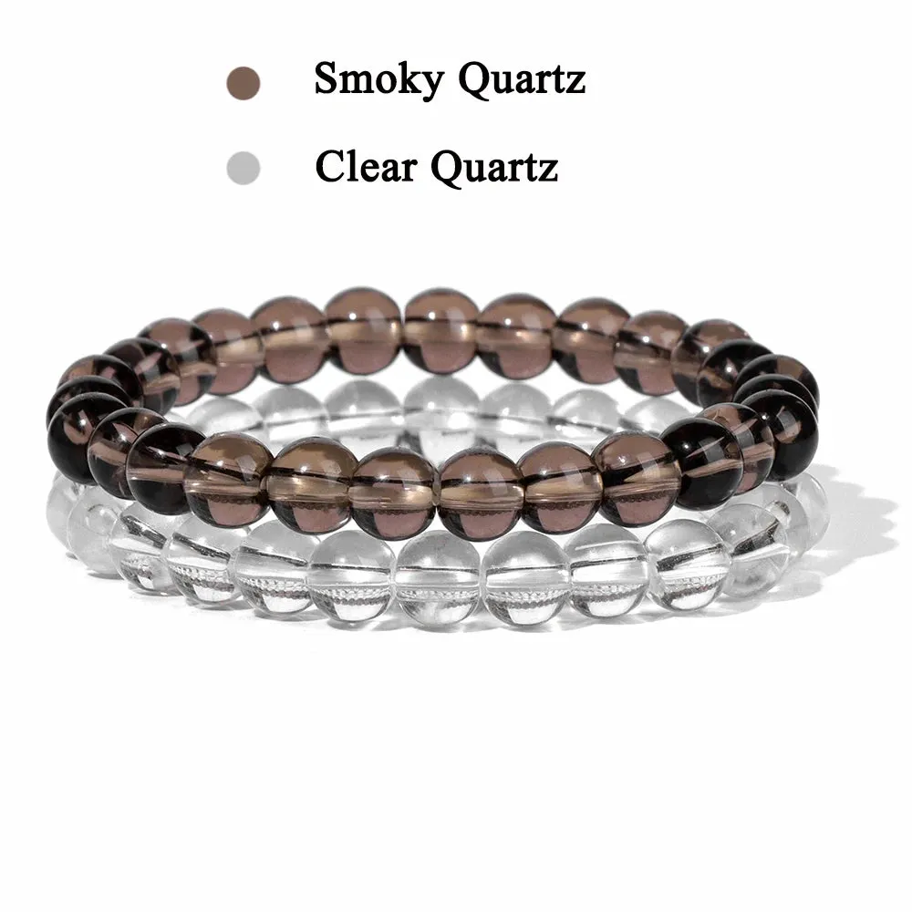 Set Bracelet Couples Distance Black White Natural Lava Stone Tiger Eye Beaded Yoga Bracelets for Men Women Elastic Rope Jewelry