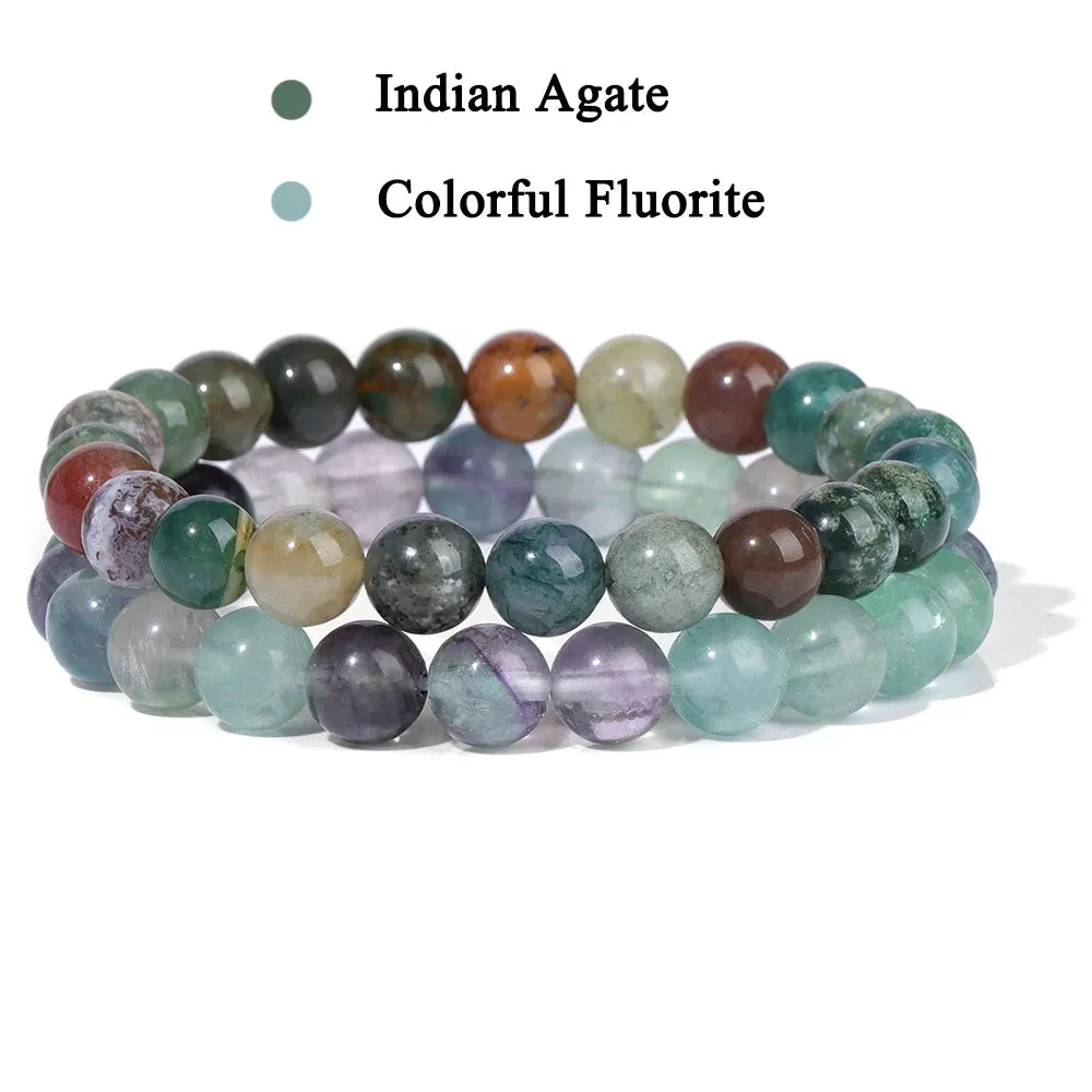 Set Bracelet Couples Distance Black White Natural Lava Stone Tiger Eye Beaded Yoga Bracelets for Men Women Elastic Rope Jewelry