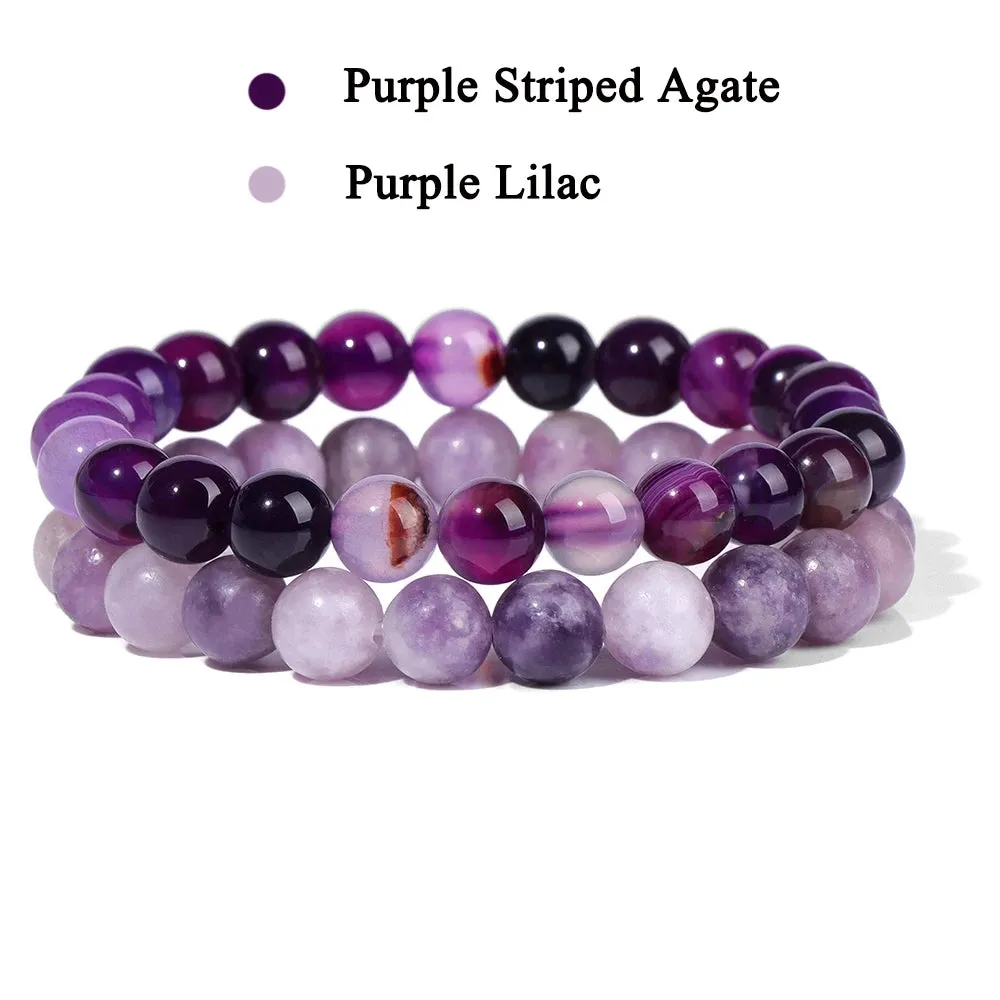 Set Bracelet Couples Distance Black White Natural Lava Stone Tiger Eye Beaded Yoga Bracelets for Men Women Elastic Rope Jewelry