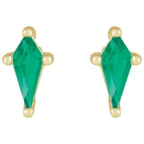 Shield Cut Gemstone Stud Earrings