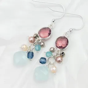 Sienna Bezel and Square Gem Earrings