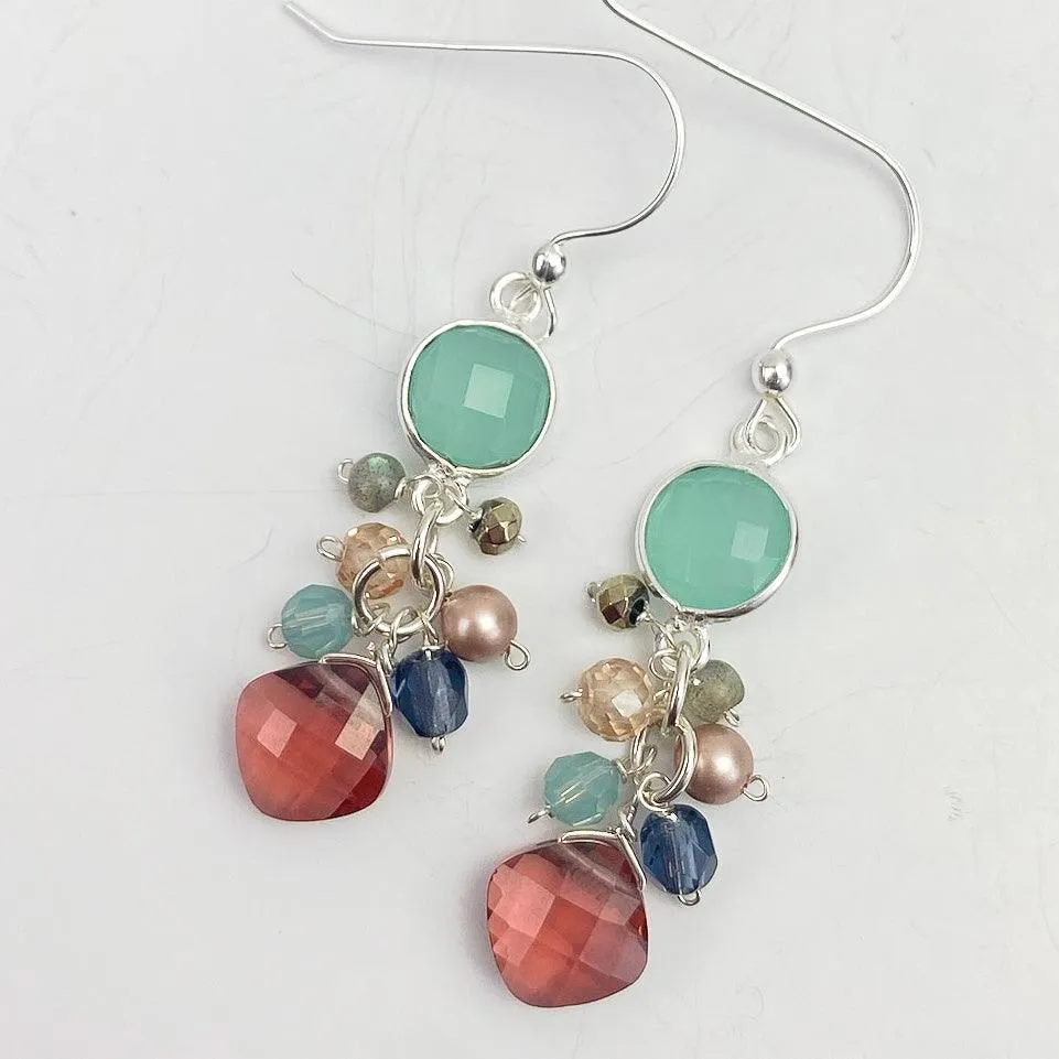 Sienna Bezel and Square Gem Earrings