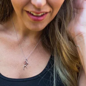 Silver Antler & Pinecone Necklace ~ Antique Rose Gold Pinecone