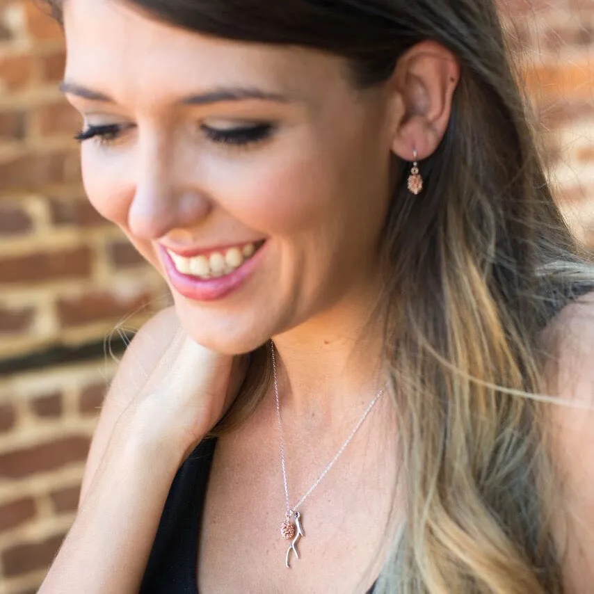 Silver Antler & Pinecone Necklace ~ Antique Rose Gold Pinecone