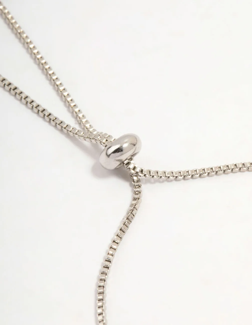 Silver Cupchain Cubic Zirconia Twisted Toggle Bracelet
