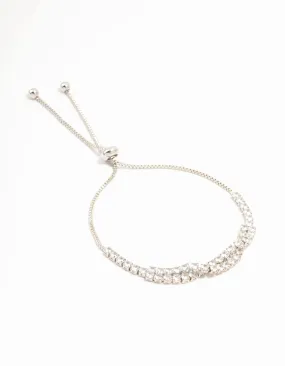 Silver Cupchain Cubic Zirconia Twisted Toggle Bracelet