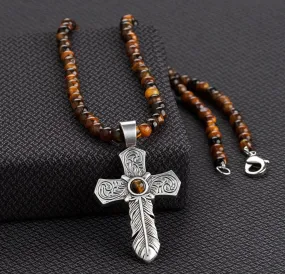 Silver Strike Tiger Eye Beaded Necklace
