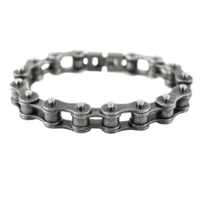 SK1822 Antiqued Worn Look 1/2" Wide Bike Chain Bracelet