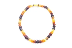 Small Amber Disc Necklace, Multicolour Amber Necklace